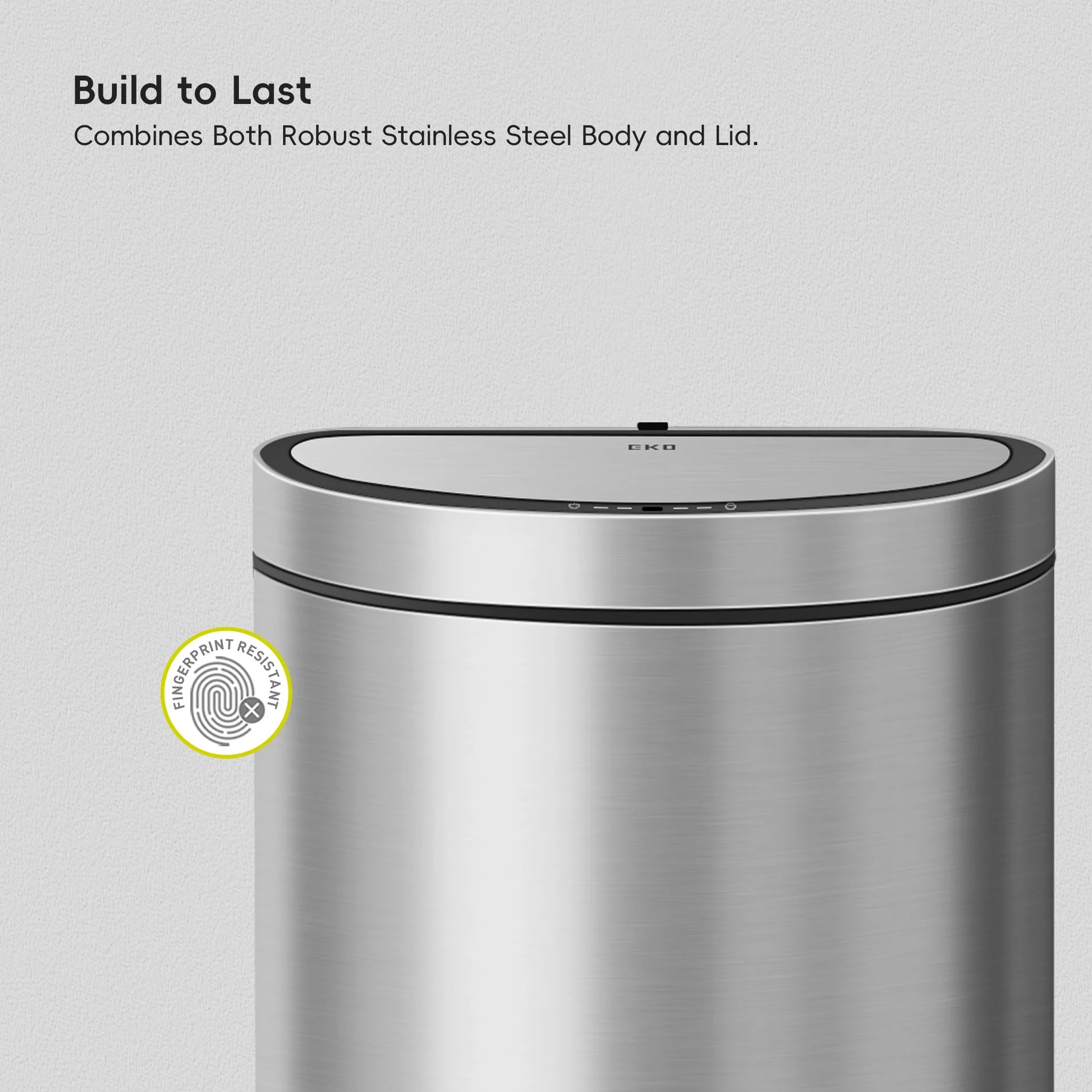 EKO Mirage Semi-Round Motion Sensor Trash Can, 47 Liter / 12.4 Gallon